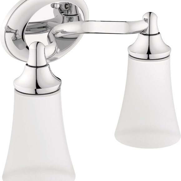 Moen YB2862CH 2-Light Dual Mount Bathroom Vanity Fixture Frosted Glass - Picture 1 of 6